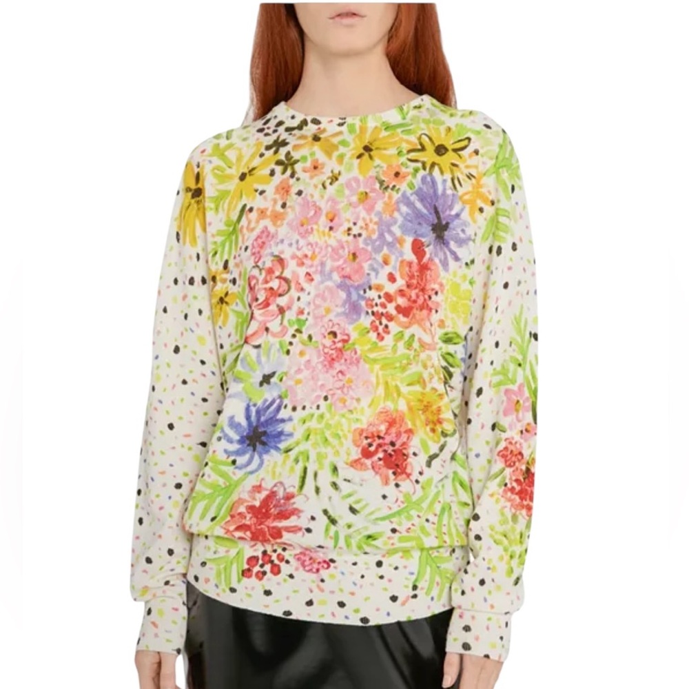 Christopher Kane Neon Floral Sweater Wool Cashmere Blend Size XL